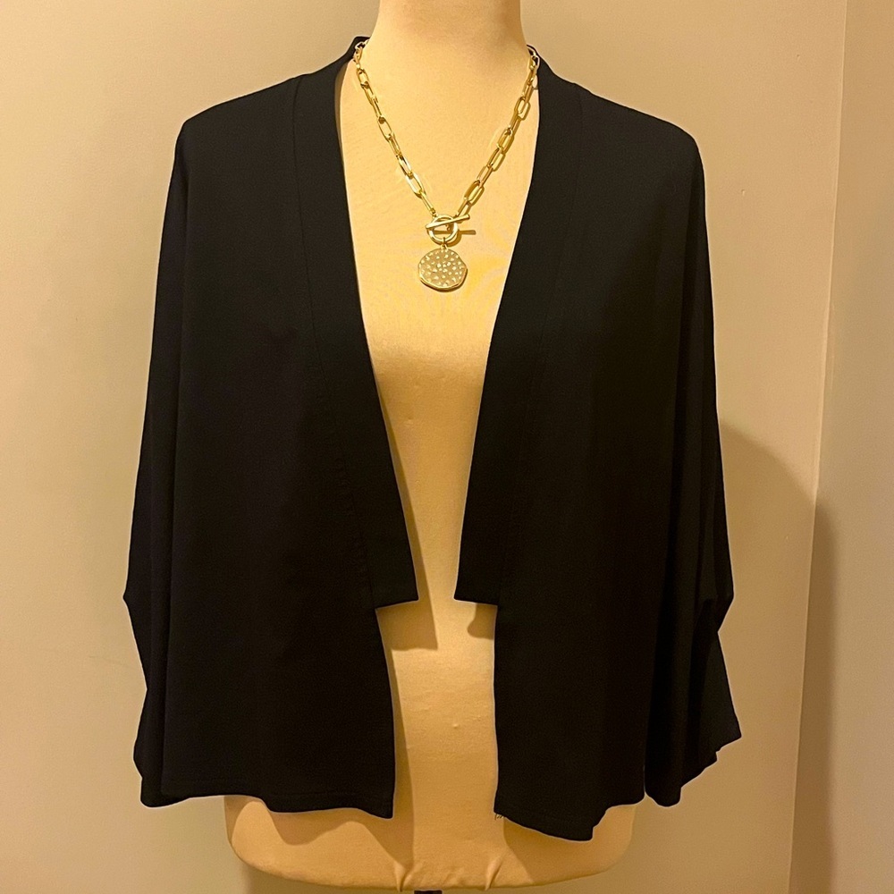 JOSEPH RIBKOFF BLACK KNIT BOLERO JACKET, size 16